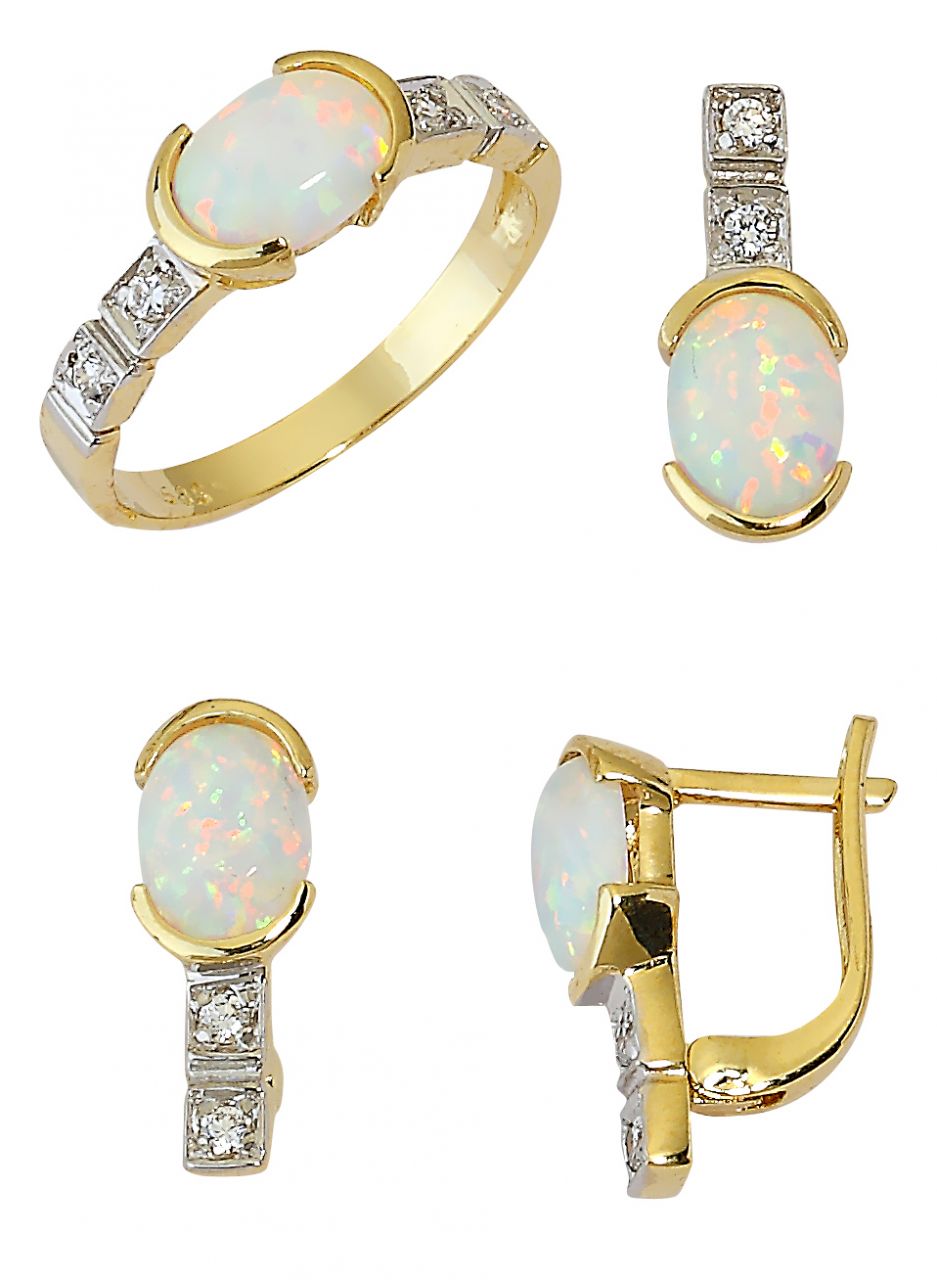 Beelo Gold 14K Altın Renkli Taşlı Set BGTO017