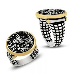 Beelo Silver 925K Gümüş Osmanlı Tuğralı Erkek Yüzük