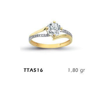 Beelo Gold 14K Altın Tek Taş Yüzük BGTTA516