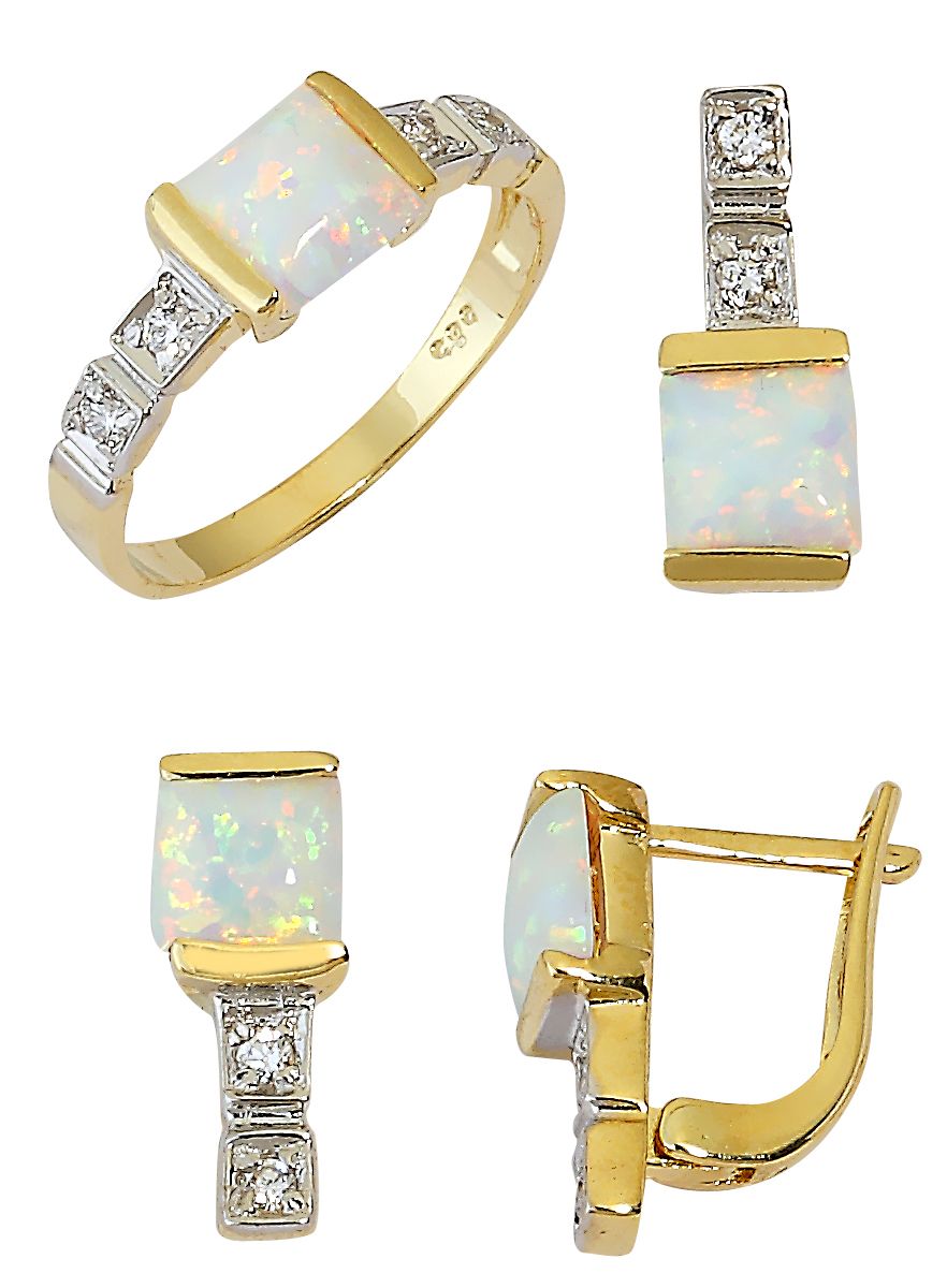 Beelo Gold 14K Altın Renkli Taşlı Set BGTO018