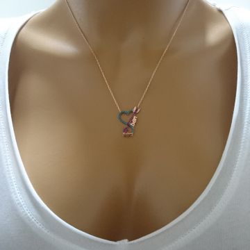 Beelo Silver 925K Gümüş Sen&Ben Kalp Kolye
