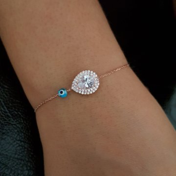 Beelo Silver 925K Gümüş Damla Nazar  Bileklik