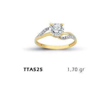 Beelo Gold 14K Altın Tek Taş Yüzük BGTTA525