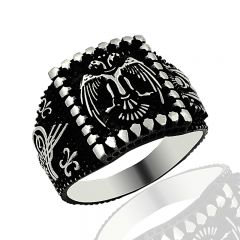 Beelo Silver 925K Gümüş Selçuklu Kartalı Osmanlı Tuğra Erkek Yüzük