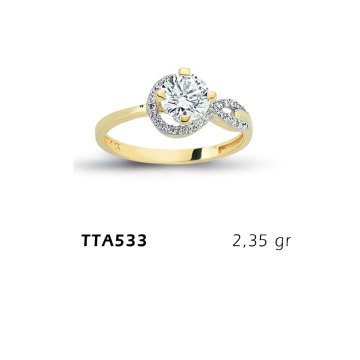 Beelo Gold 14K Altın Tek Taş Yüzük BGTTA533