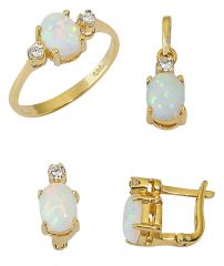 Beelo Gold 14K Altın Renkli Taşlı Set BGTO026