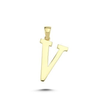 Beelo Gold 14K Altın V Harfi Kolye Ucu
