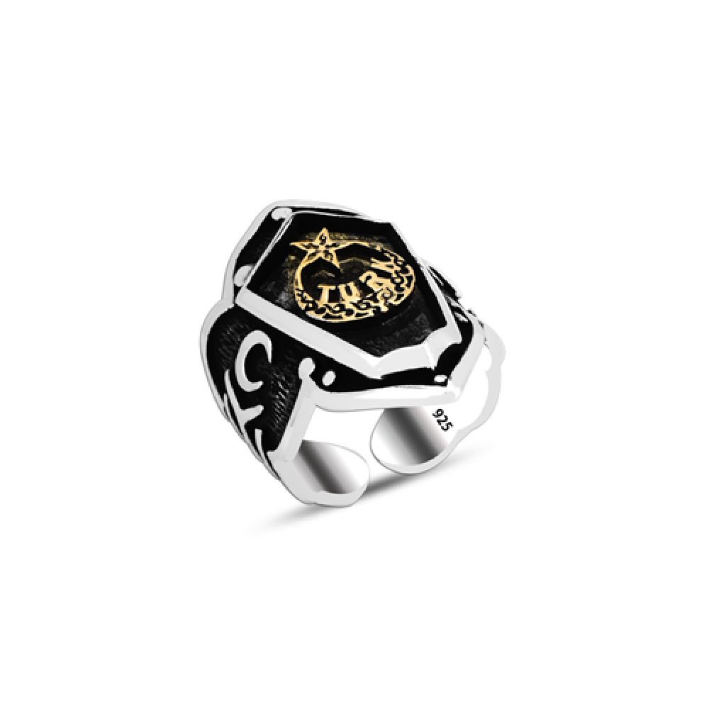 Beelo Silver 925K Gümüş Kayı Boyu Ay Yıldız Zihgir Ayarlanabilir Yüzük