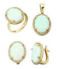 Beelo Gold 14K Altın Renkli Taşlı Set BGTO031