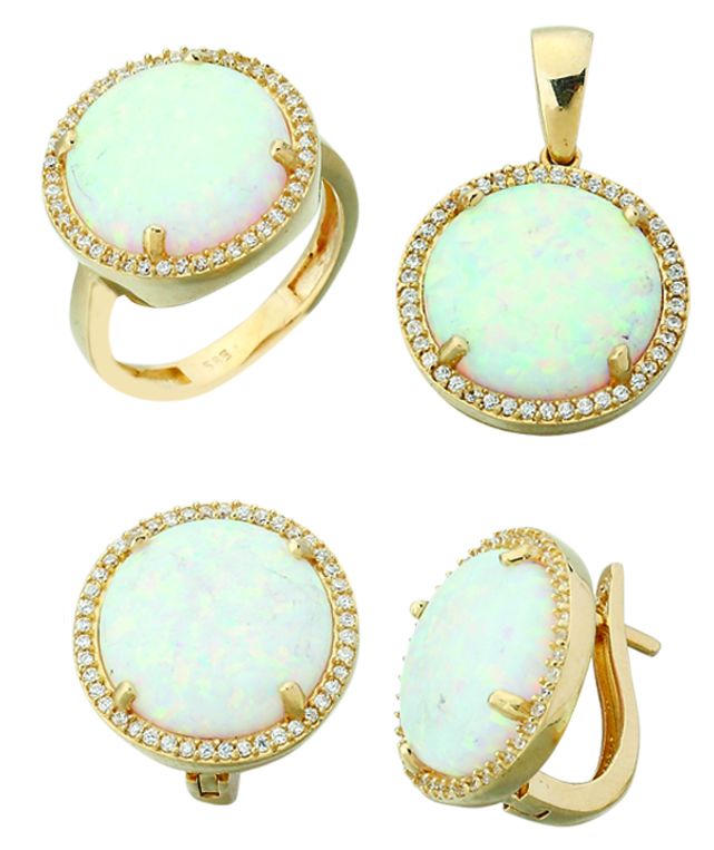 Beelo Gold 14K Altın Renkli Taşlı Set BGTO032