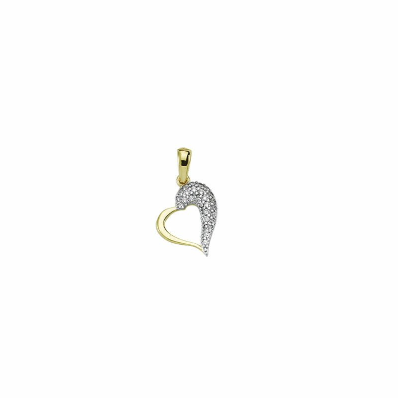 Beelo Gold 14K Altın Tasarım Taşlı Kalp Kolye Ucu