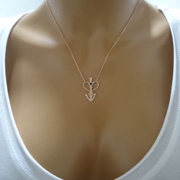 Beelo Silver 925K Gümüş Çıpa Kalp Kolye