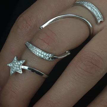 Beelo Silver  925K Gümüş Yıldız Eklem Yüzük