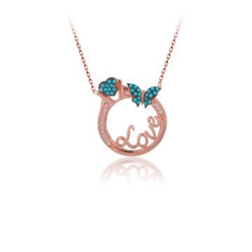 Beelo Silver 925K Gümüş Love Kalp Kelebek Kolye