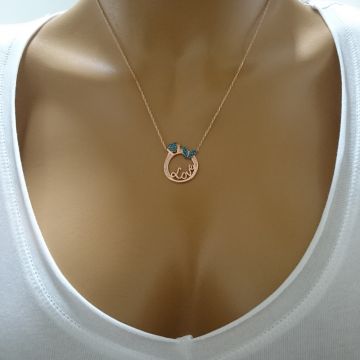 Beelo Silver 925K Gümüş Love Kalp Kelebek Kolye